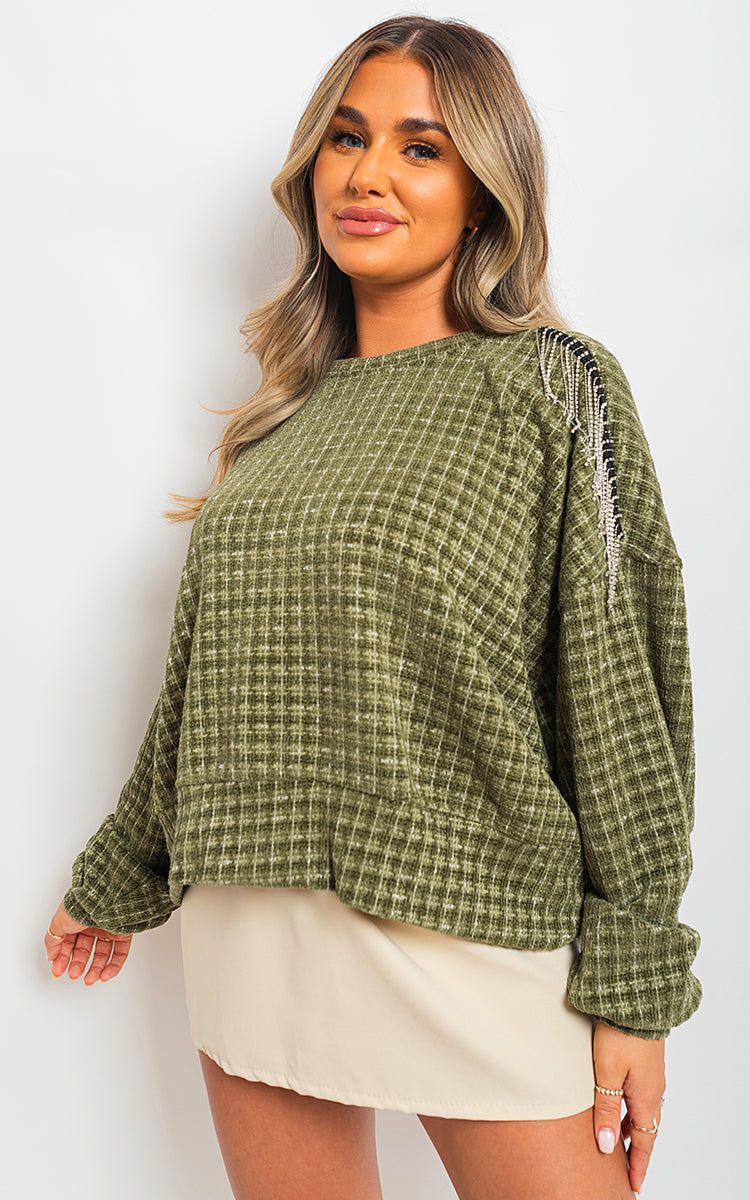 Moda Long Sleeve Knitted Jumper with Tassel Detail