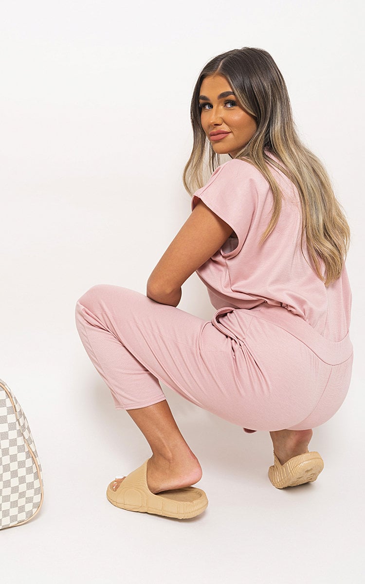 Moda Short Sleeve Boxy Lounge Wear Co-ord Set
