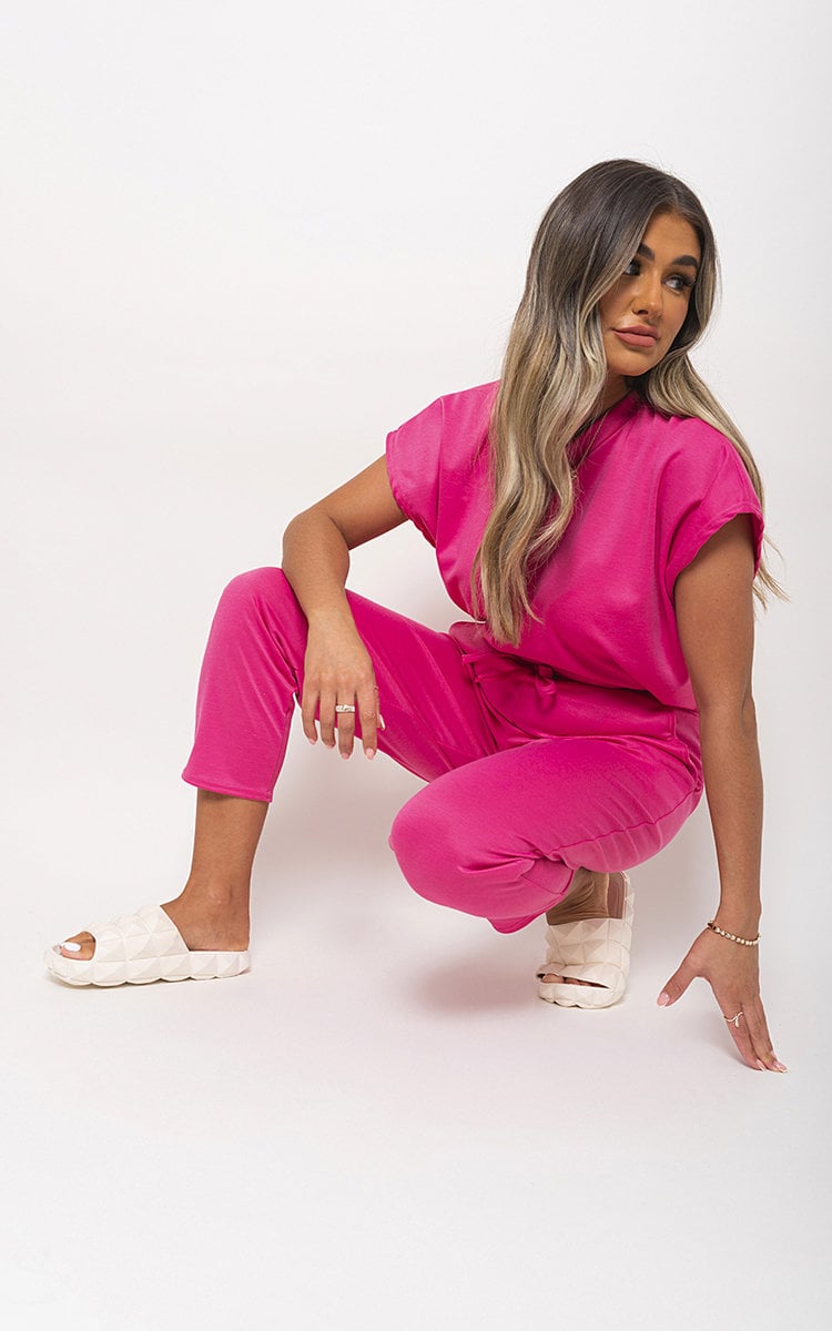 Moda Short Sleeve Boxy Lounge Wear Co-ord Set