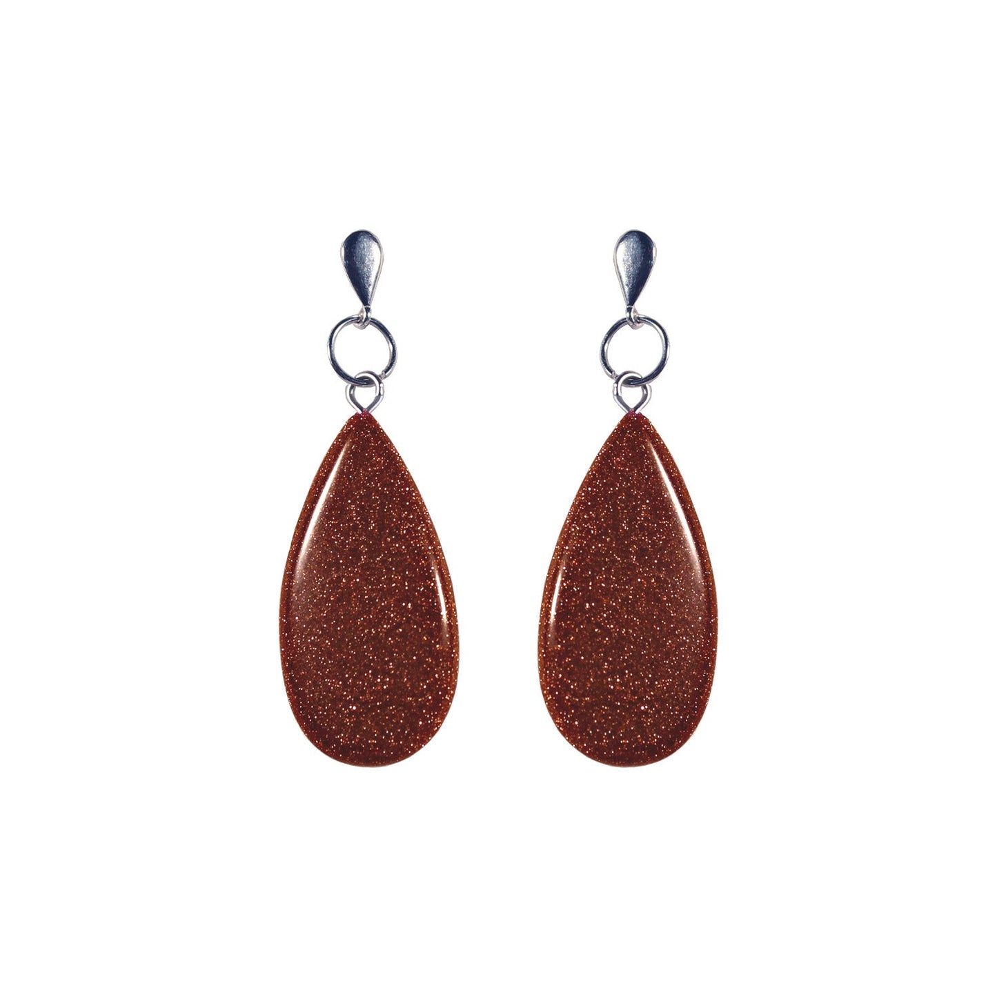Brown Goldstone Teardrop Earrings, Brown Goldstone Sterling Silver Earrings, Gemstone Stud Earrings | by nlanlaVictory