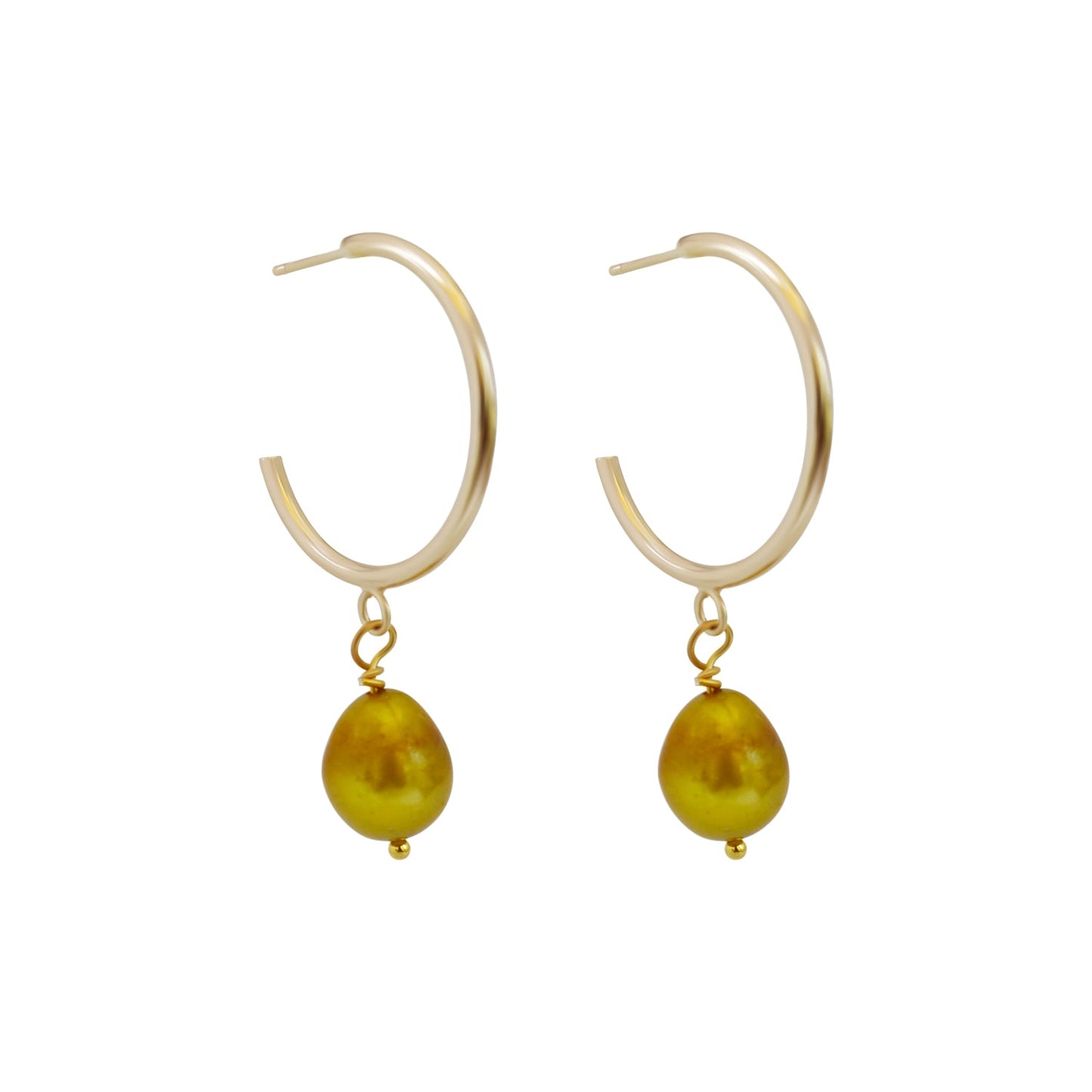 Gold freshwater pearl hoop earrings | by Ifemi Jewels