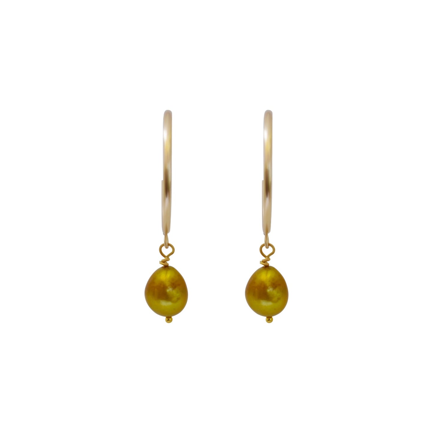 Gold freshwater pearl hoop earrings | by Ifemi Jewels