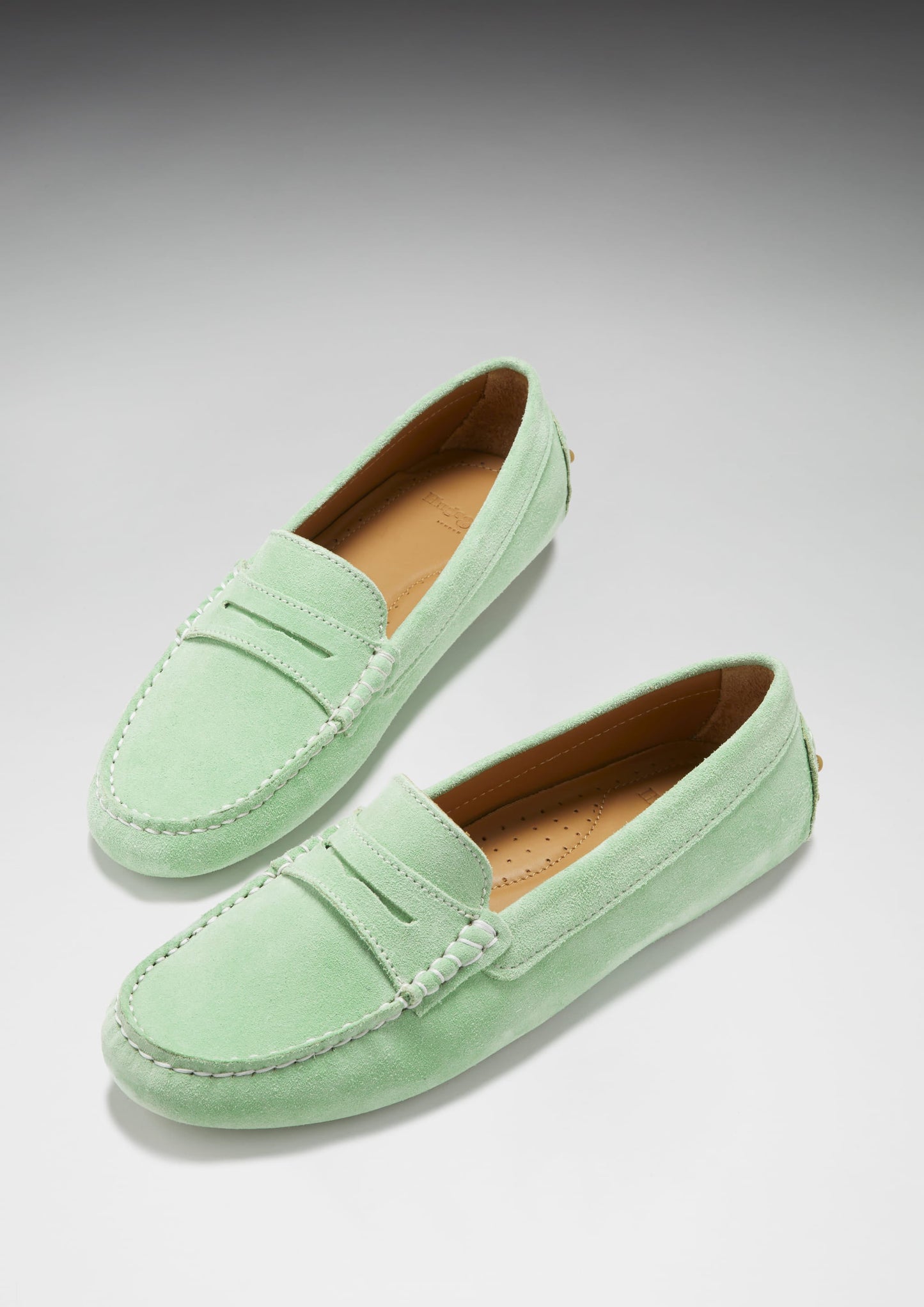 Women's Penny Driving Loafers, lagoon green suede-1
