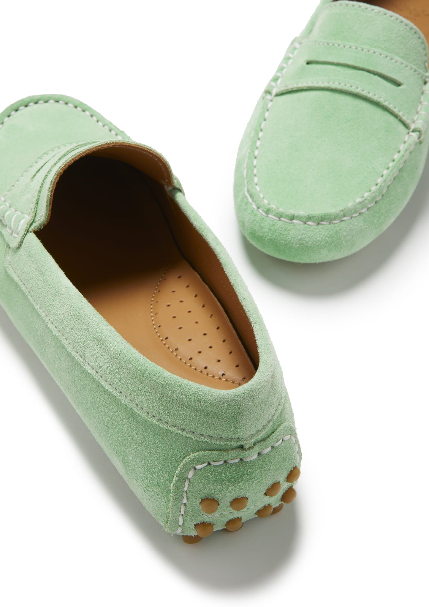 Women's Penny Driving Loafers, lagoon green suede-4
