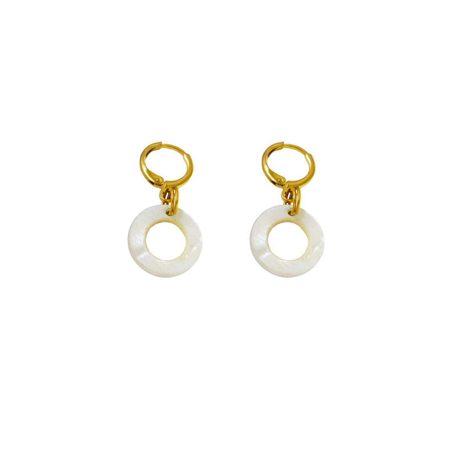 Circle Shell Huggie Minimalist Earrings | by Ifemi Jewels