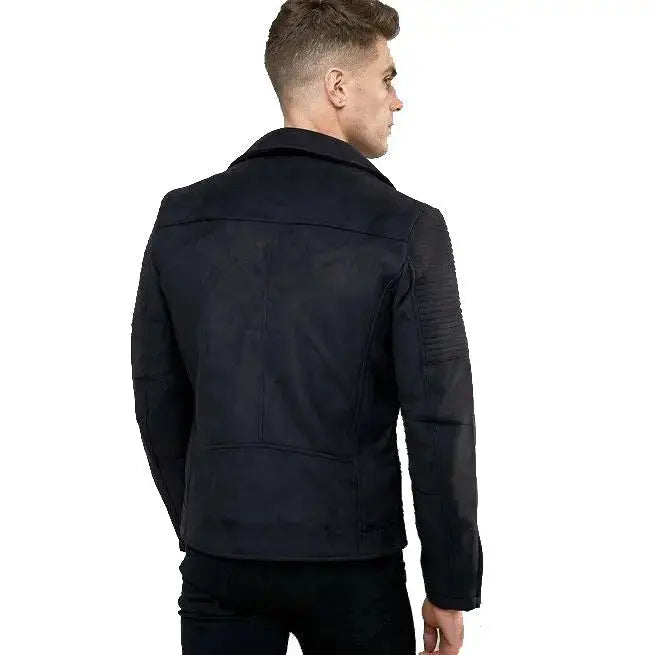 Men’s Black Pure Suede Leather Motorcycle Jacket-1