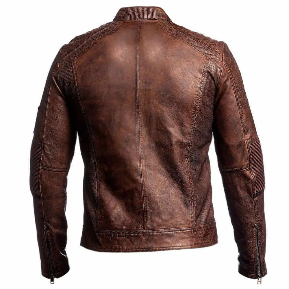 Waxed Leather Motorcycle Jacket