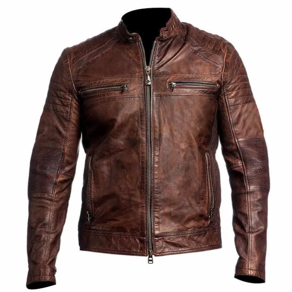 Waxed Leather Motorcycle Jacket