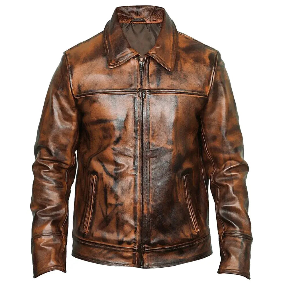 Men's Waxed Leather Fashion Jacket-1