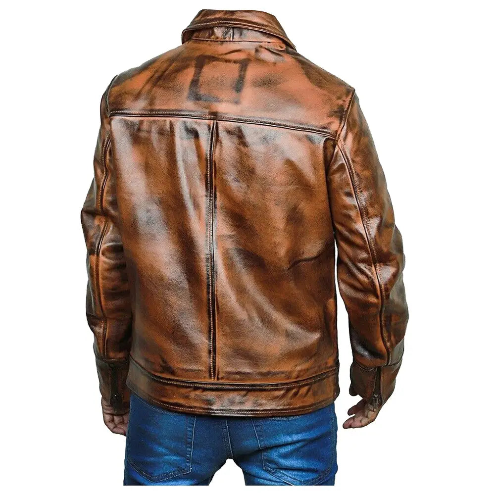 Men's Waxed Leather Fashion Jacket-2