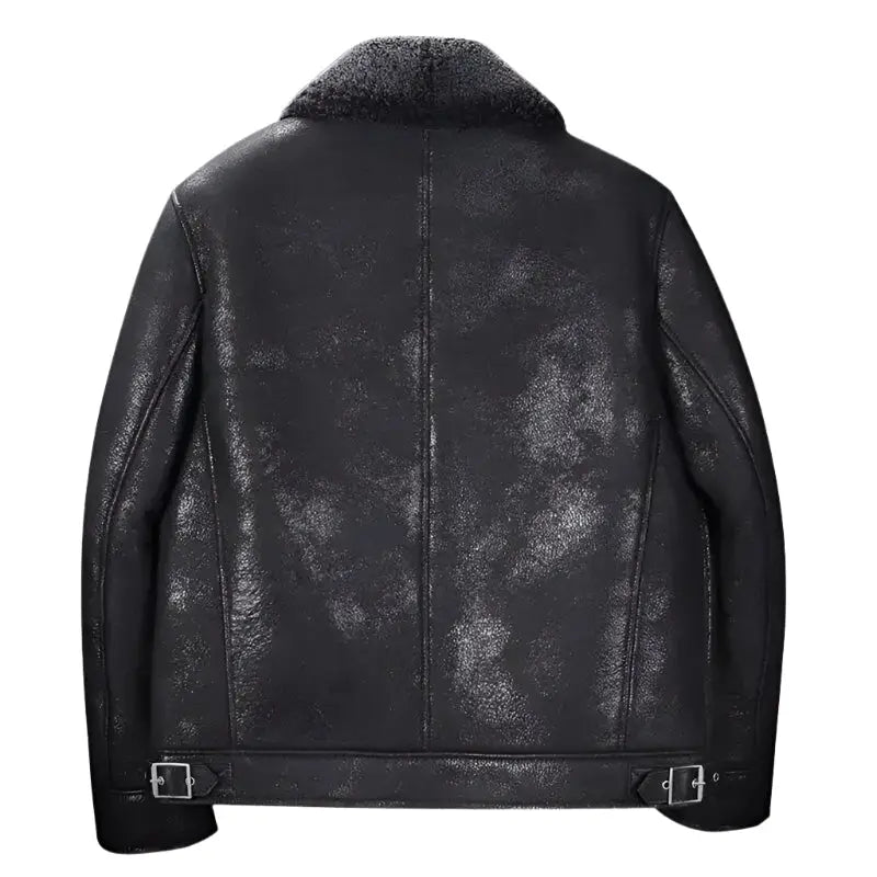 Men’s Black B3 Shearling Short Winter Jacket-1