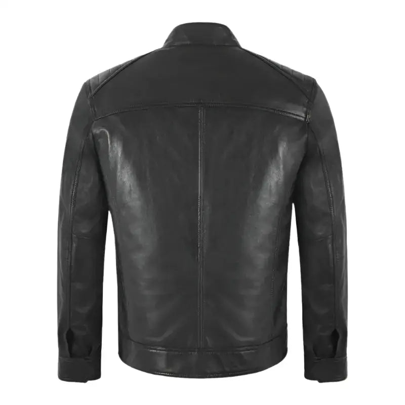 Mens Black Cafe Racer Leather Jacket-1