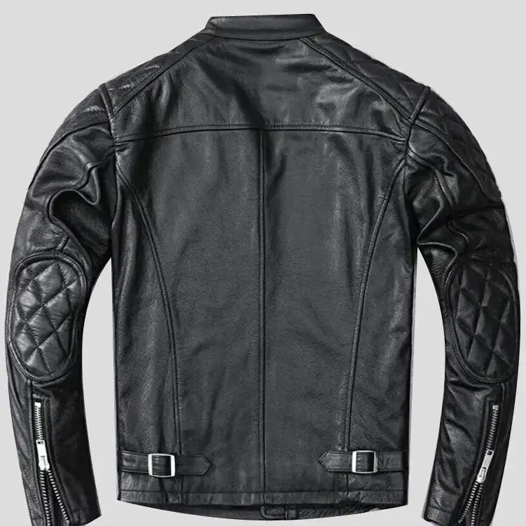 Men’s Black Quilted Leather Motorcycle Jacket-1