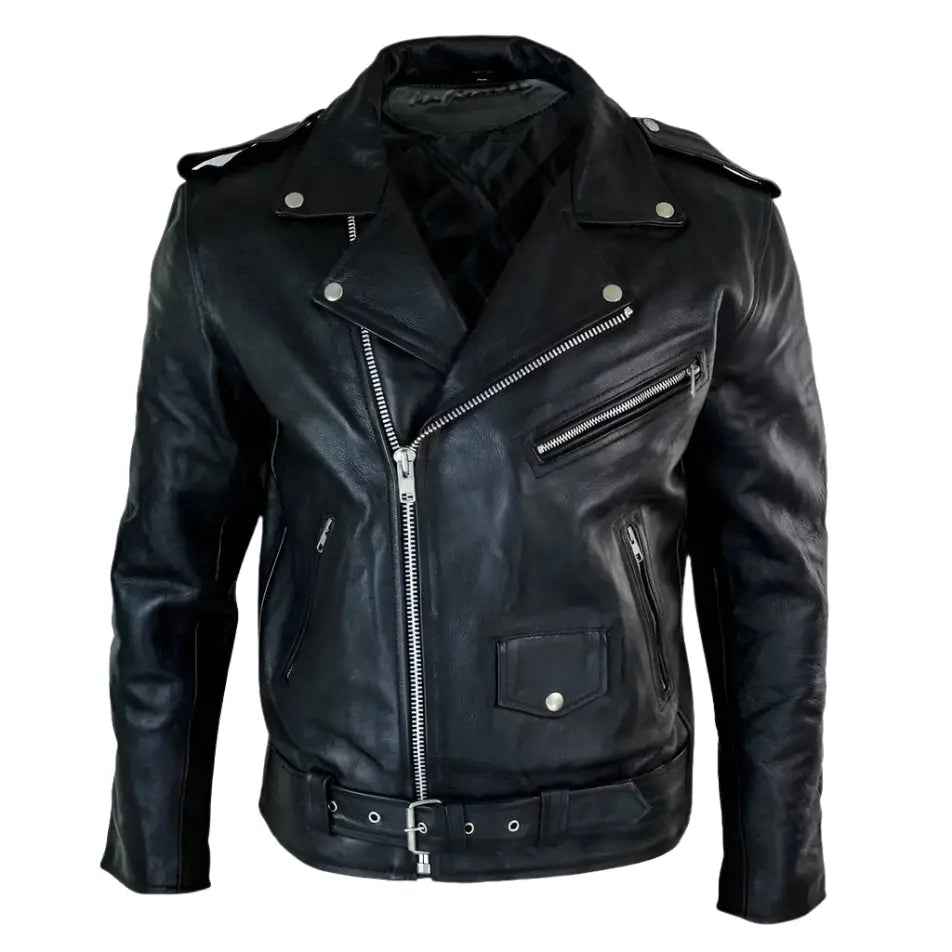 Men’s Brando-Style Retro Biker Jacket-0