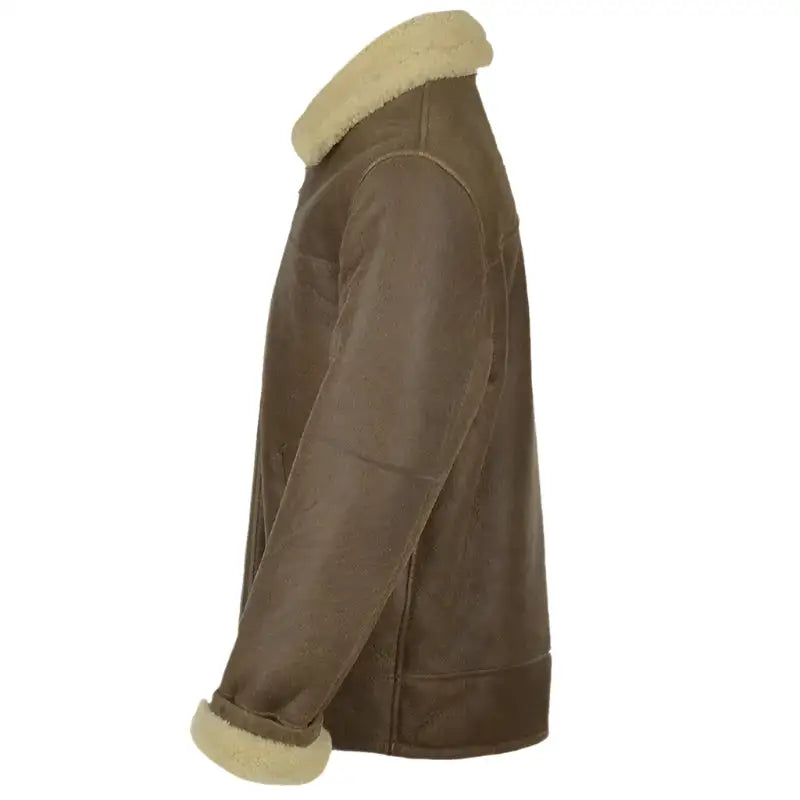 Mens Brown Aviator Shearling Leather Jacket-2