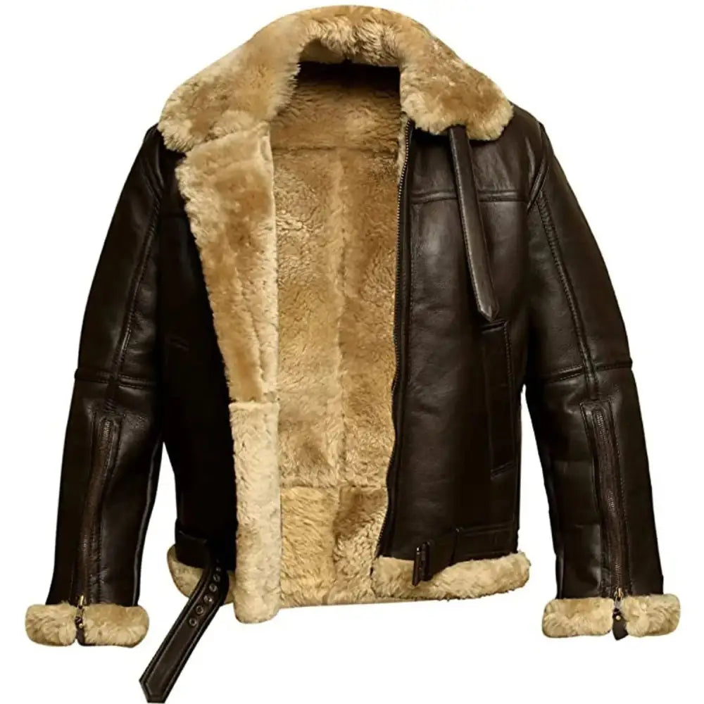 Mens Brown B3 RAF Aviator Leather Jacket