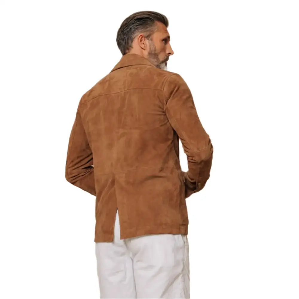 Mens Brown Suede Field Jacket-1