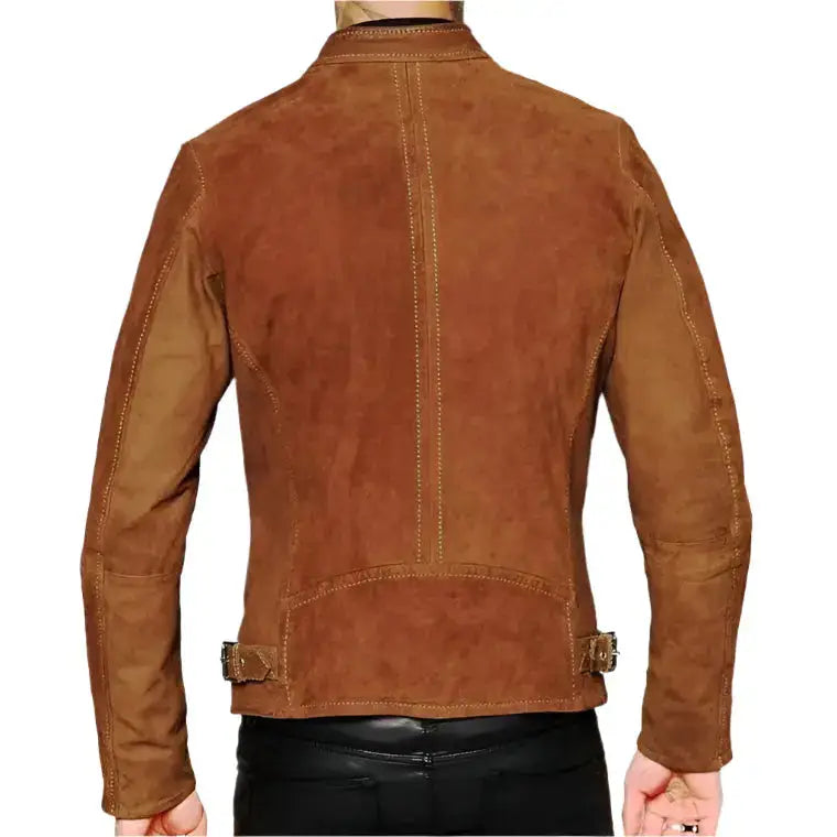 Mens Brown Suede Biker Jacket-1
