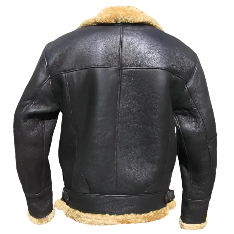 Mens Brown Winter Fur Leather Jacket-1