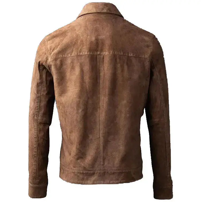 Men’s Cognac Suede Leather Jacket – Classic Style-1