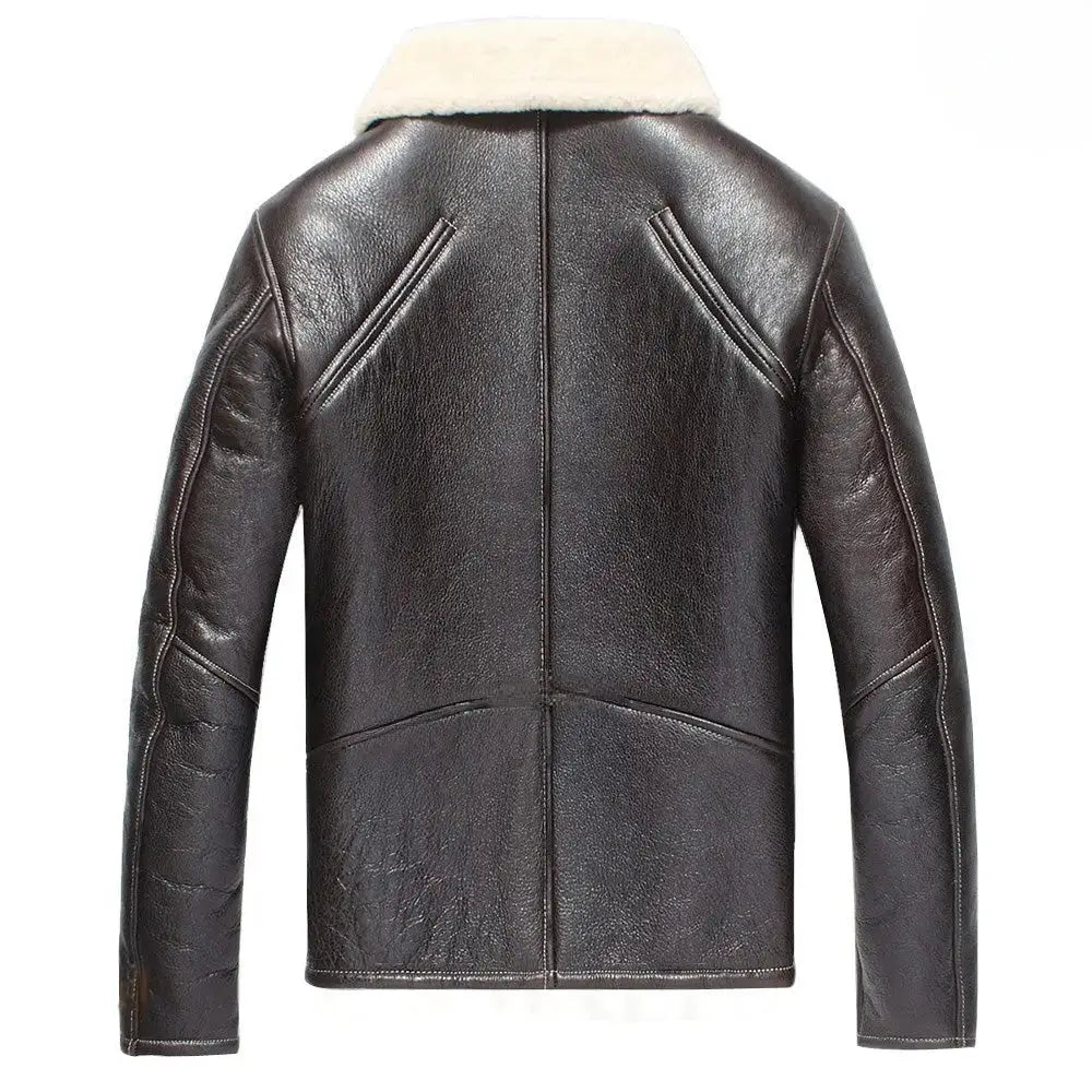 Men’s Dark Brown Shearling Leather Aviator Jacket-1
