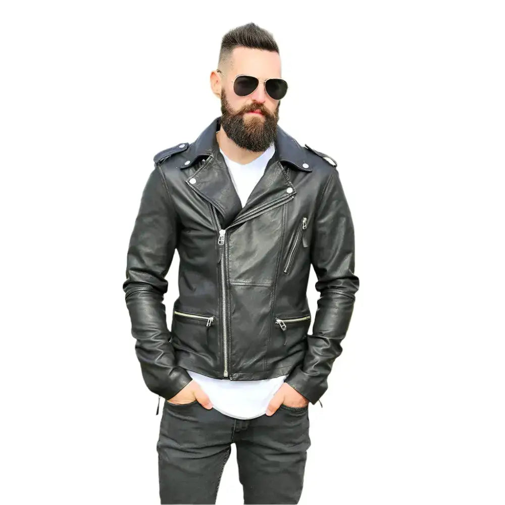 Men’s Sheepskin Leather Biker Jacket