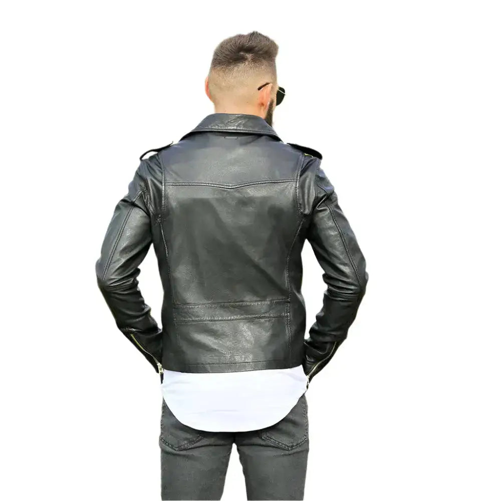 Men’s Sheepskin Leather Biker Jacket