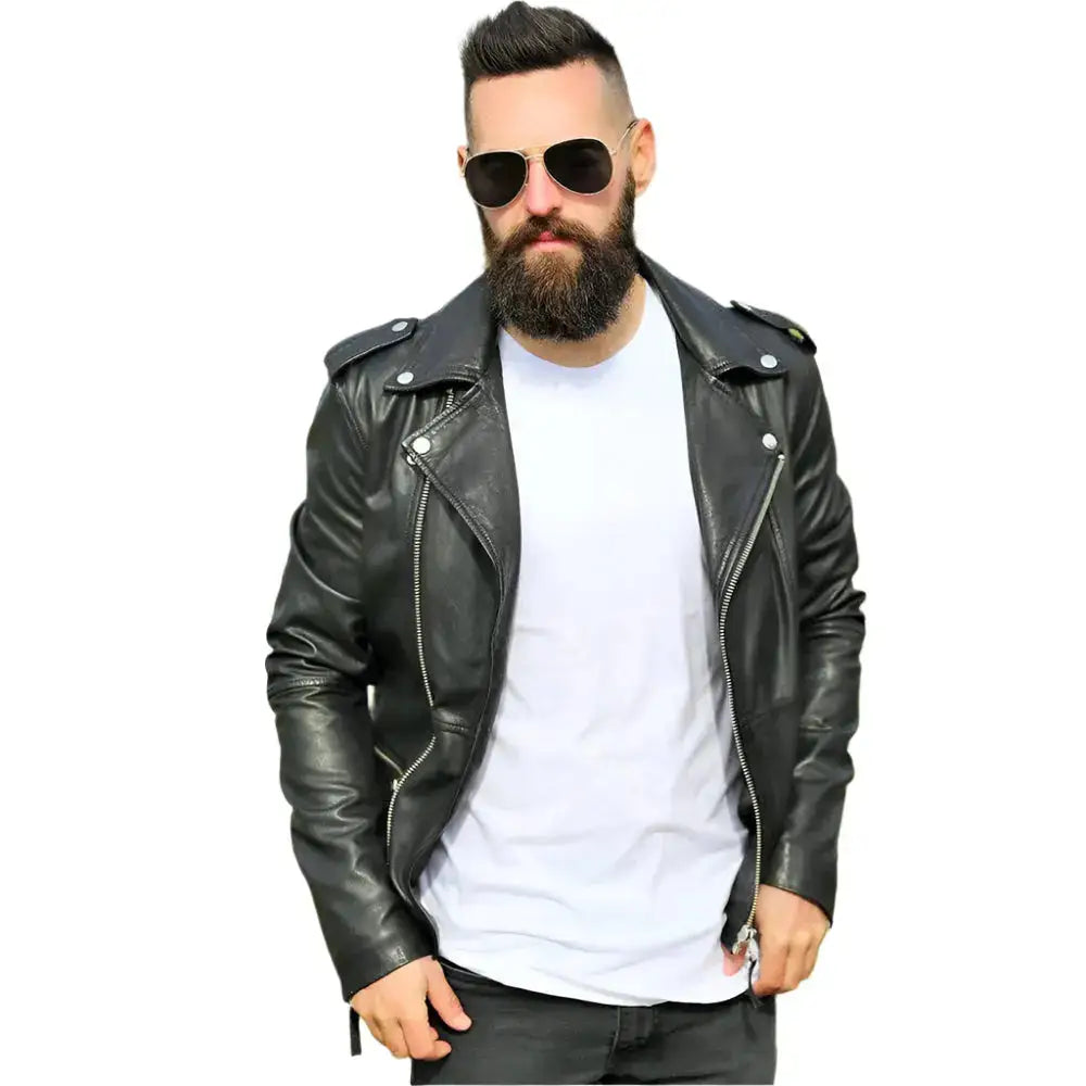Men’s Sheepskin Leather Biker Jacket