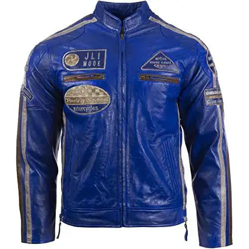 Mens Genuine Leather Biker Jacket