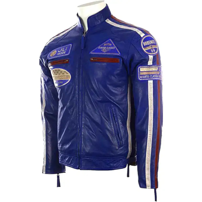 Mens Genuine Leather Biker Jacket
