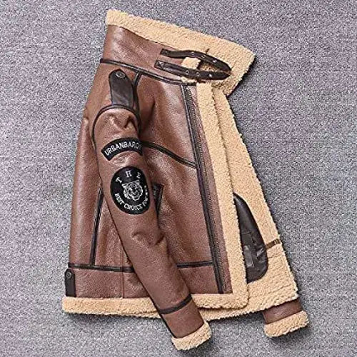 Mens Genuine Leather Aviator Jacket-3
