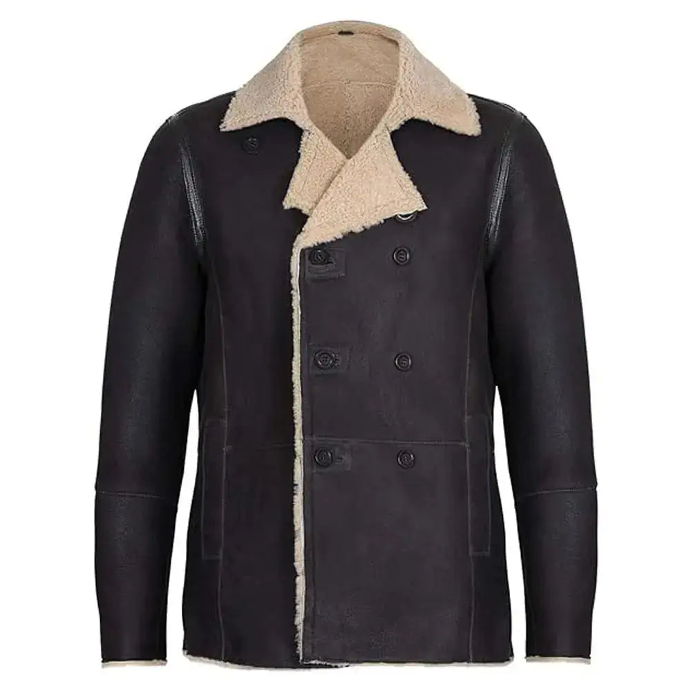 Men’s Genuine Sheepskin Shearling Leather Coat