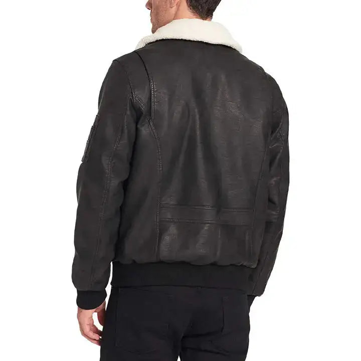 Mens Leather Aviator Bomber Jacket-2