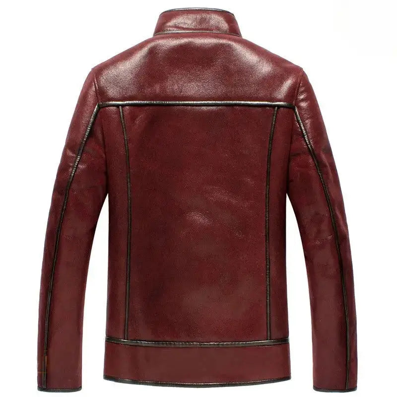 Men’s Maroon Classic Sheepskin Shearling Aviator Jacket