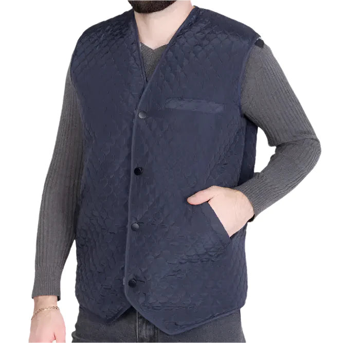 Men’s Rancher Western Sheepskin Vest with Quilted Design and Pockets-2