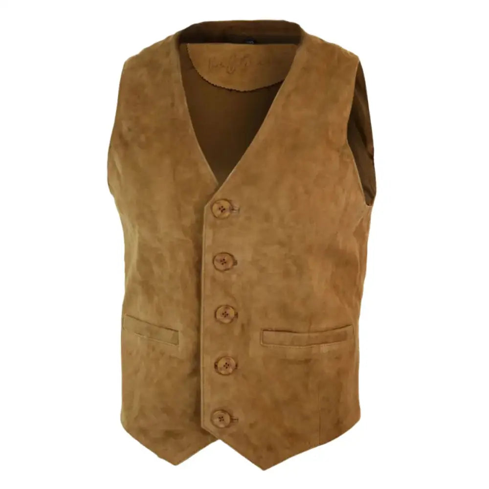 Men's Retro Vintage Suede Leather Western Waistcoat Vest
