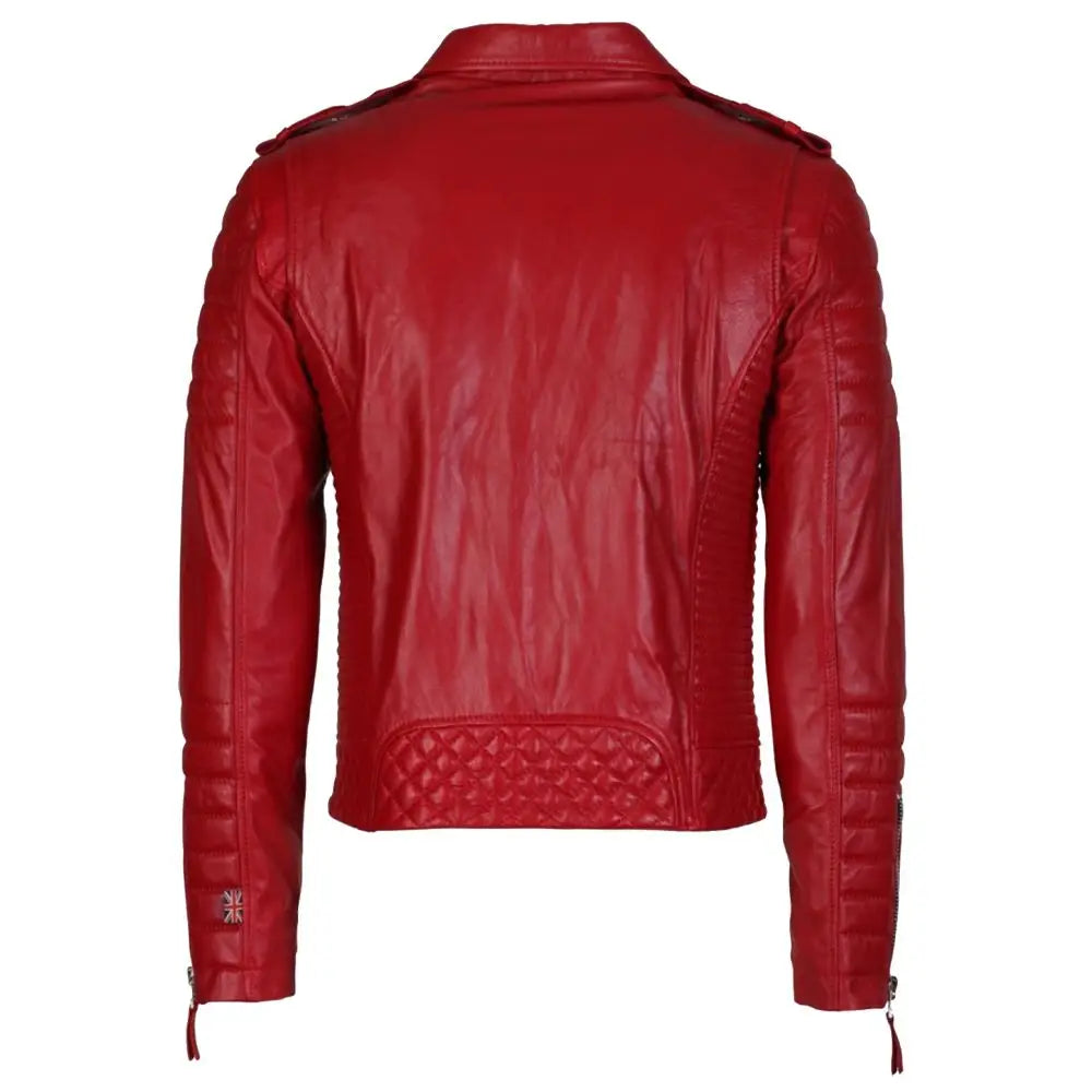 Men's Supreme Red Biker Fashion Leather Jacket
