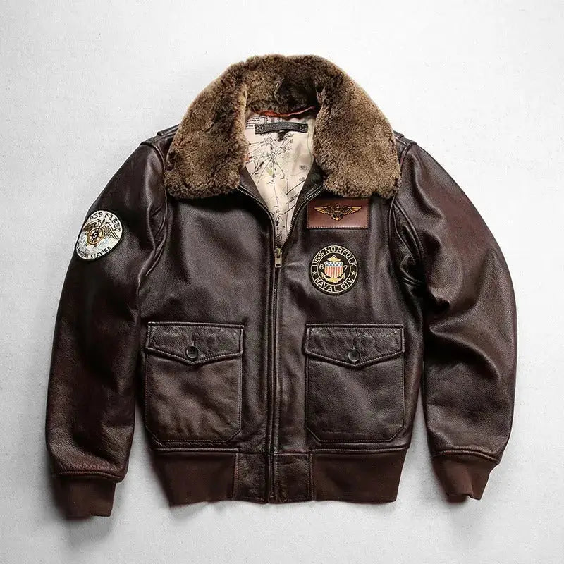 Sheepskin Leather Aviator Jacket