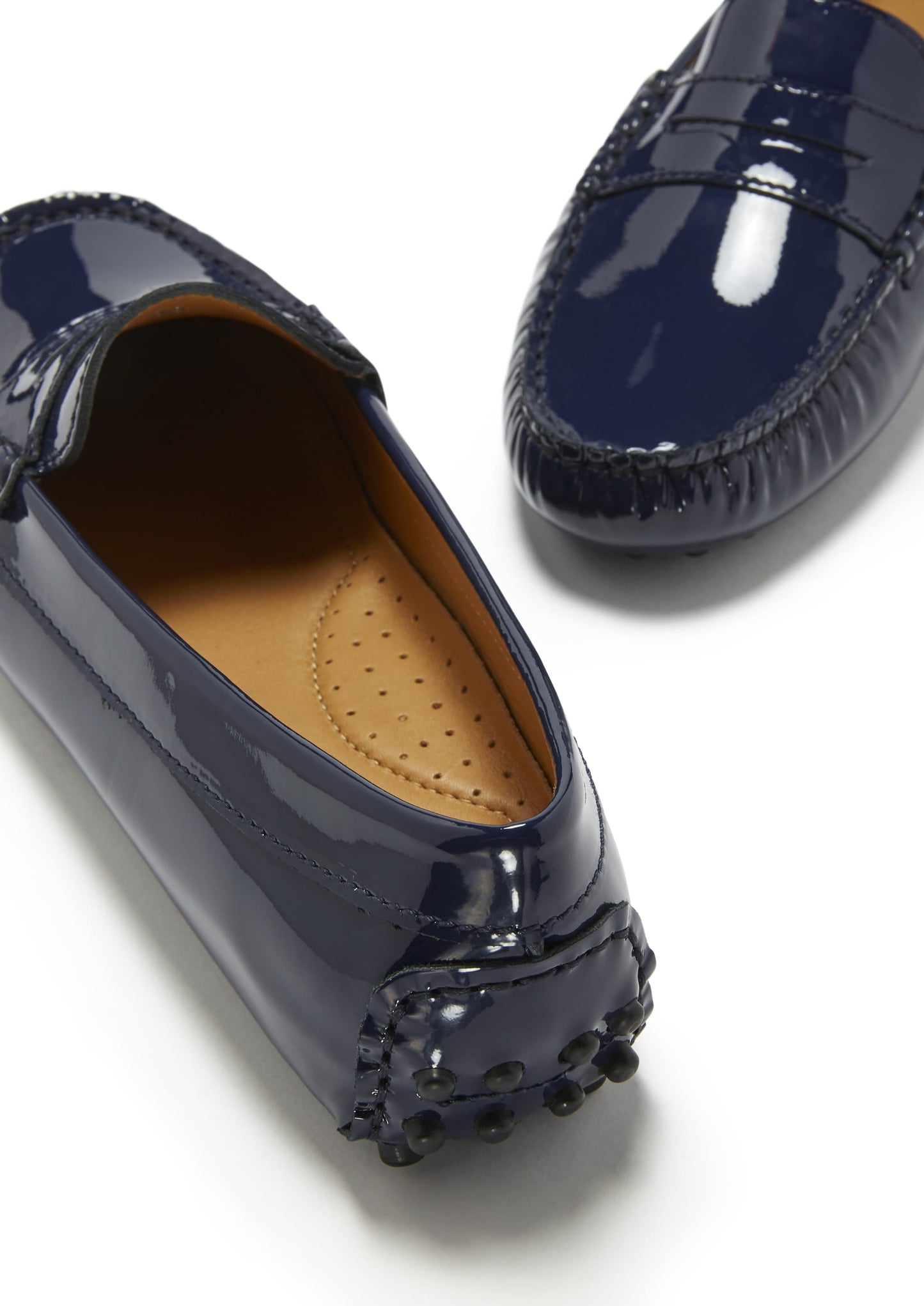 Penny Driving Loafers, navy blue patent leather-3