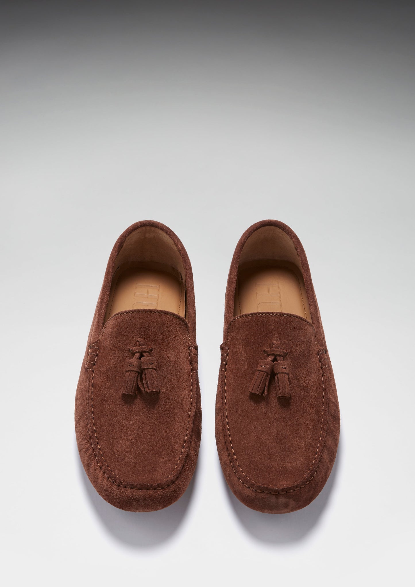 Tasselled Driving Loafers, mahogany brown suede-1