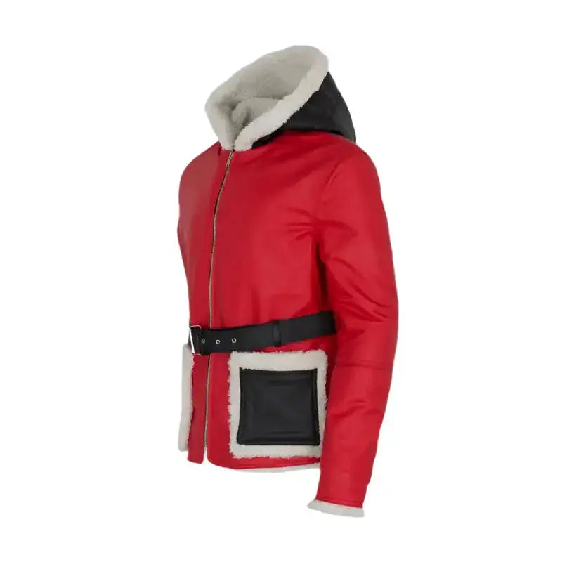 Men's Red and Black Santa Claus Leather Jacket-1