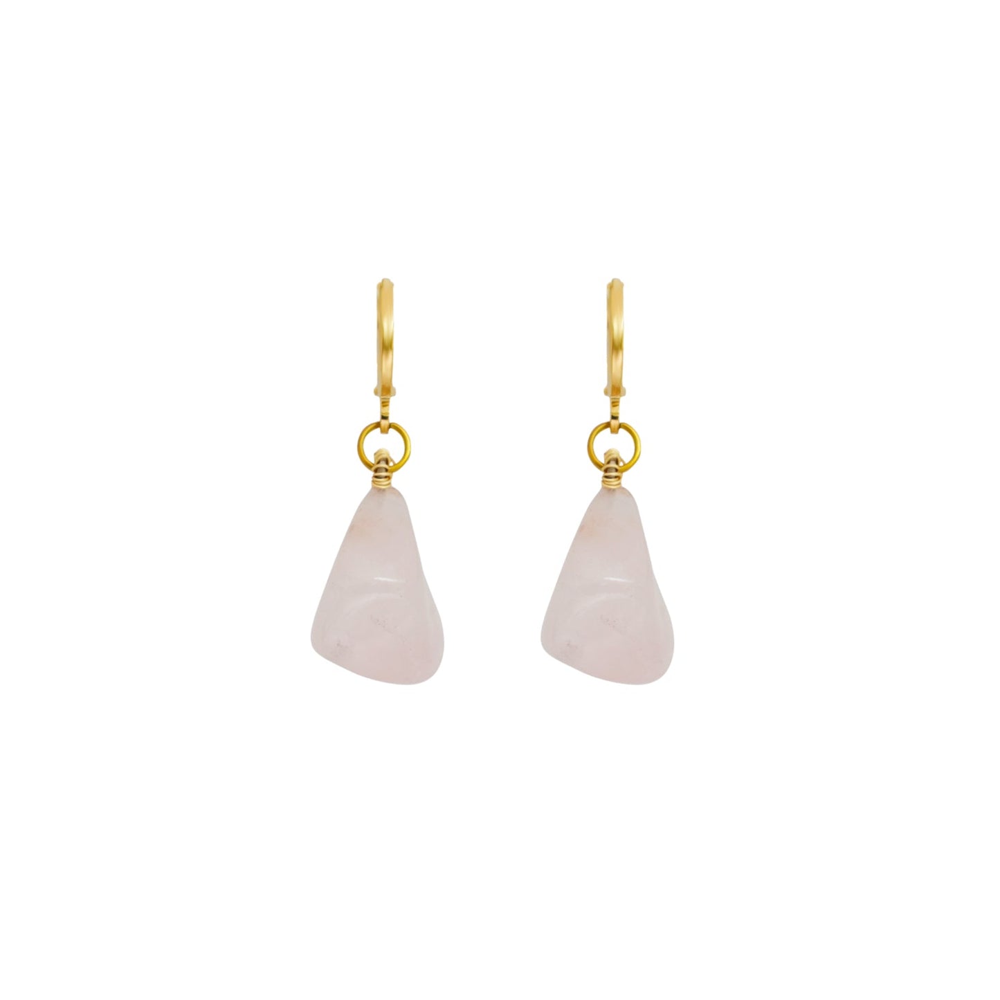 Rose Quartz Gemstone Huggie Earrings | by Ifemi Jewels