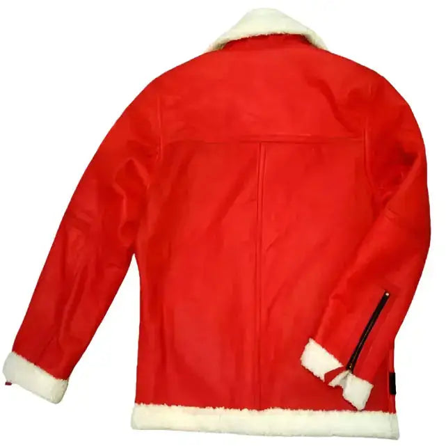 Men’s Santa Claus Sheepskin Leather Christmas Bomber Jacket-1
