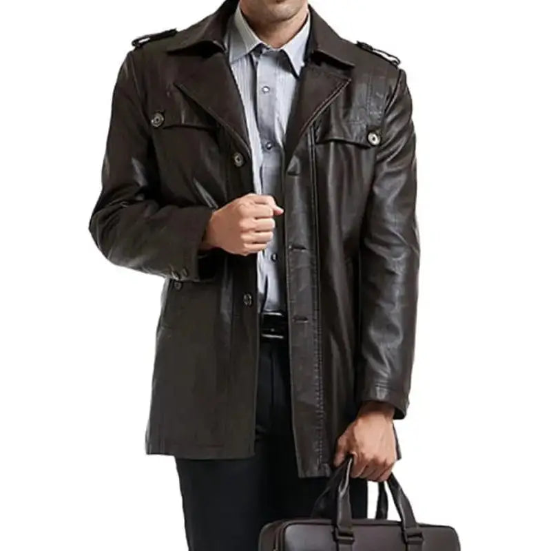 Men’s Black Motorcycle Leather Coat