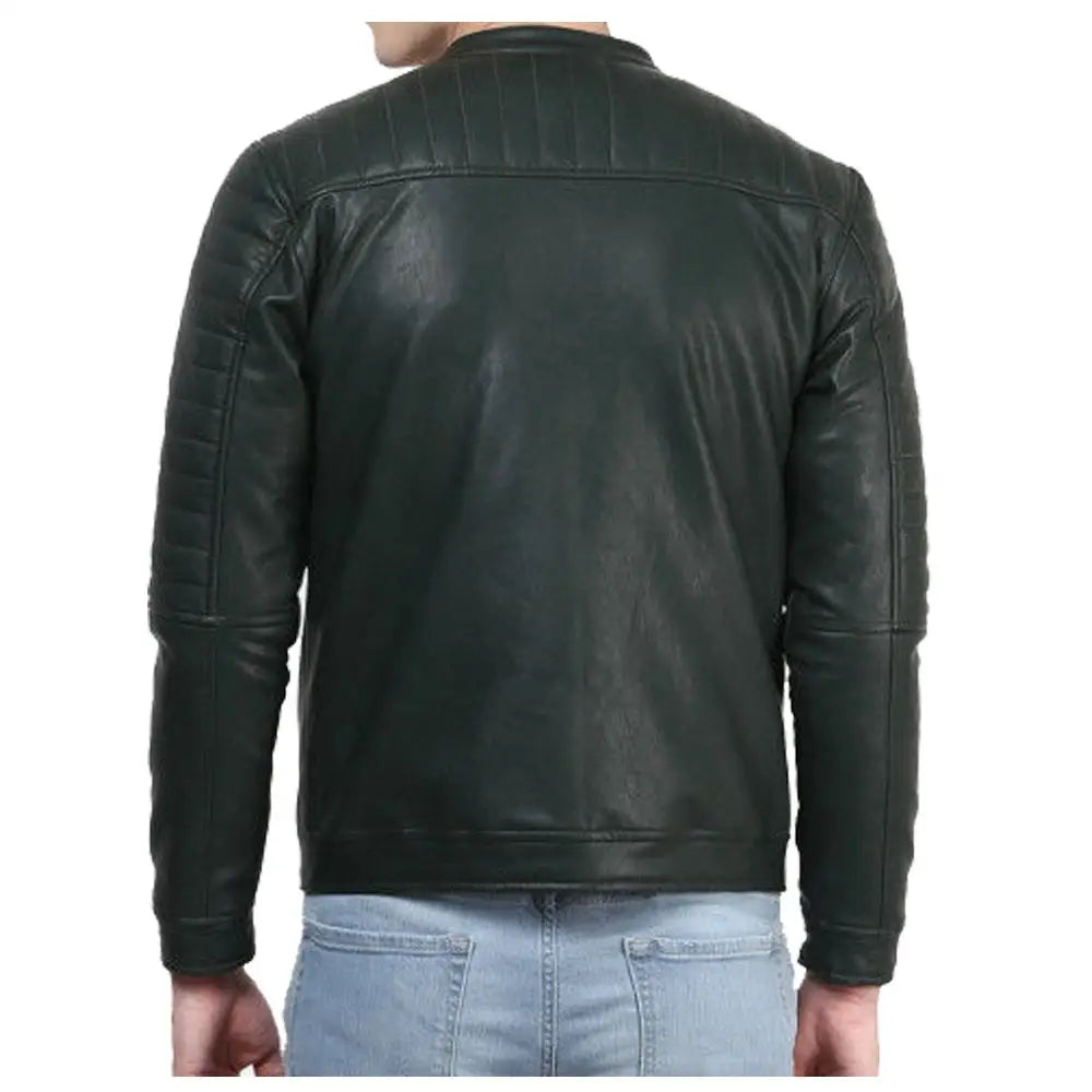 Men's Slim Fit Leather Biker Racer Jacket-1