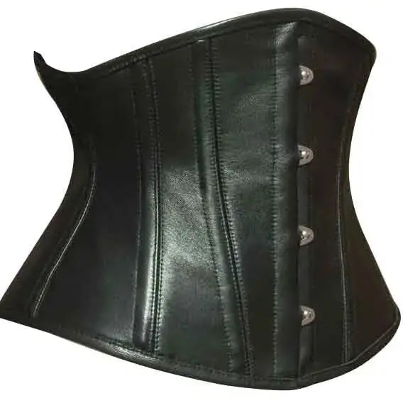 Women’s Steel-Boned Heavy Duty Genuine Leather Underbust Waist Corset-1
