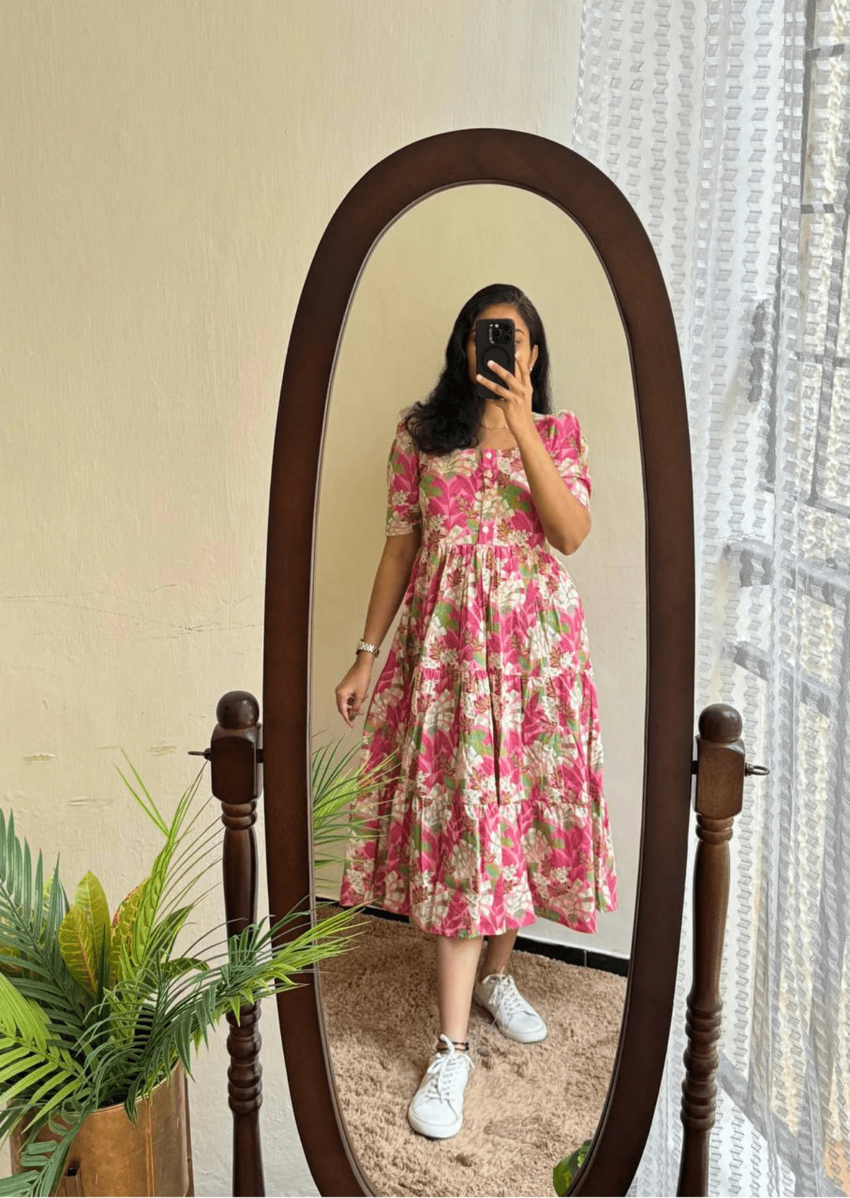 Timeless Floral Soft Cotton Midi Dress-0