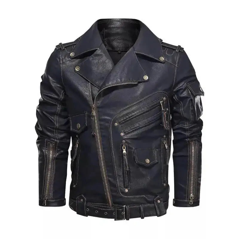 Men’s Top Genuine Cowhide Leather Cafe Racer Biker Jacket