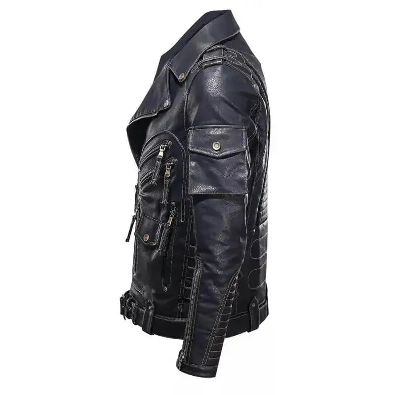 Men’s Top Genuine Cowhide Leather Cafe Racer Biker Jacket