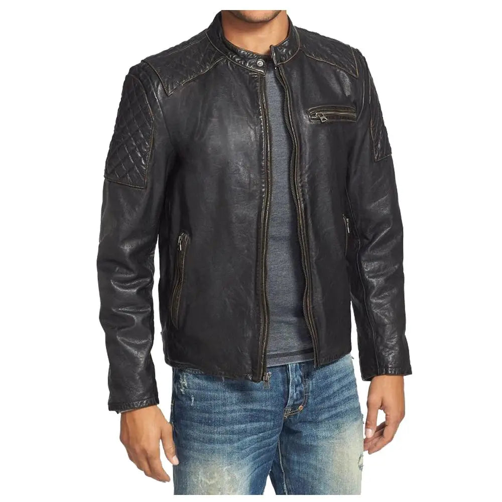Men's Vintage Black Bomber Fashion Leather Jacket